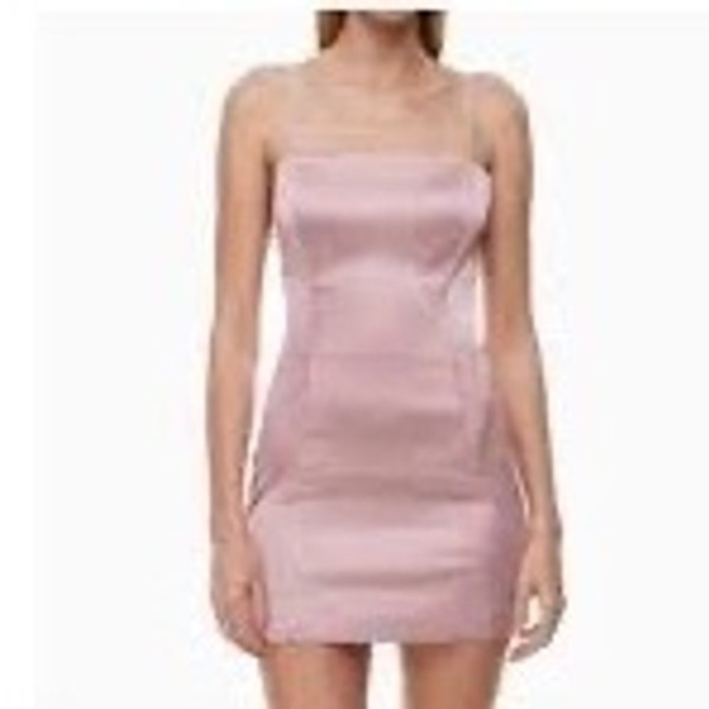 Sunday Best Satin Square Neck Mini Dress Adjustable Straps Pink Lavender Size 00